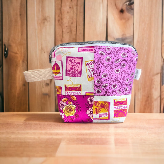 Sock Sized Patchwork Project Bag-Tea & Florals - SkeinAppeal