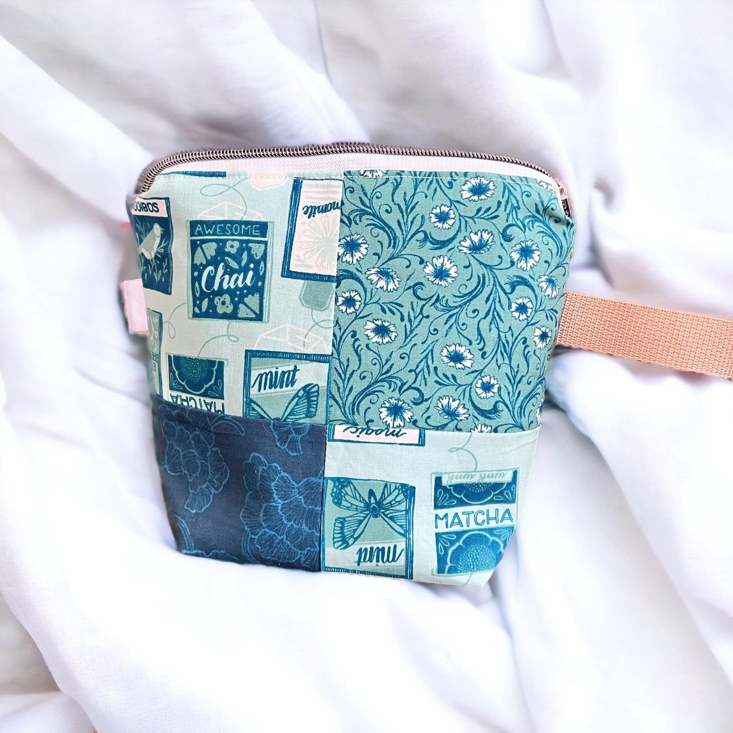 Sock Sized Patchwork Project Bag-Tea & Florals - SkeinAppeal