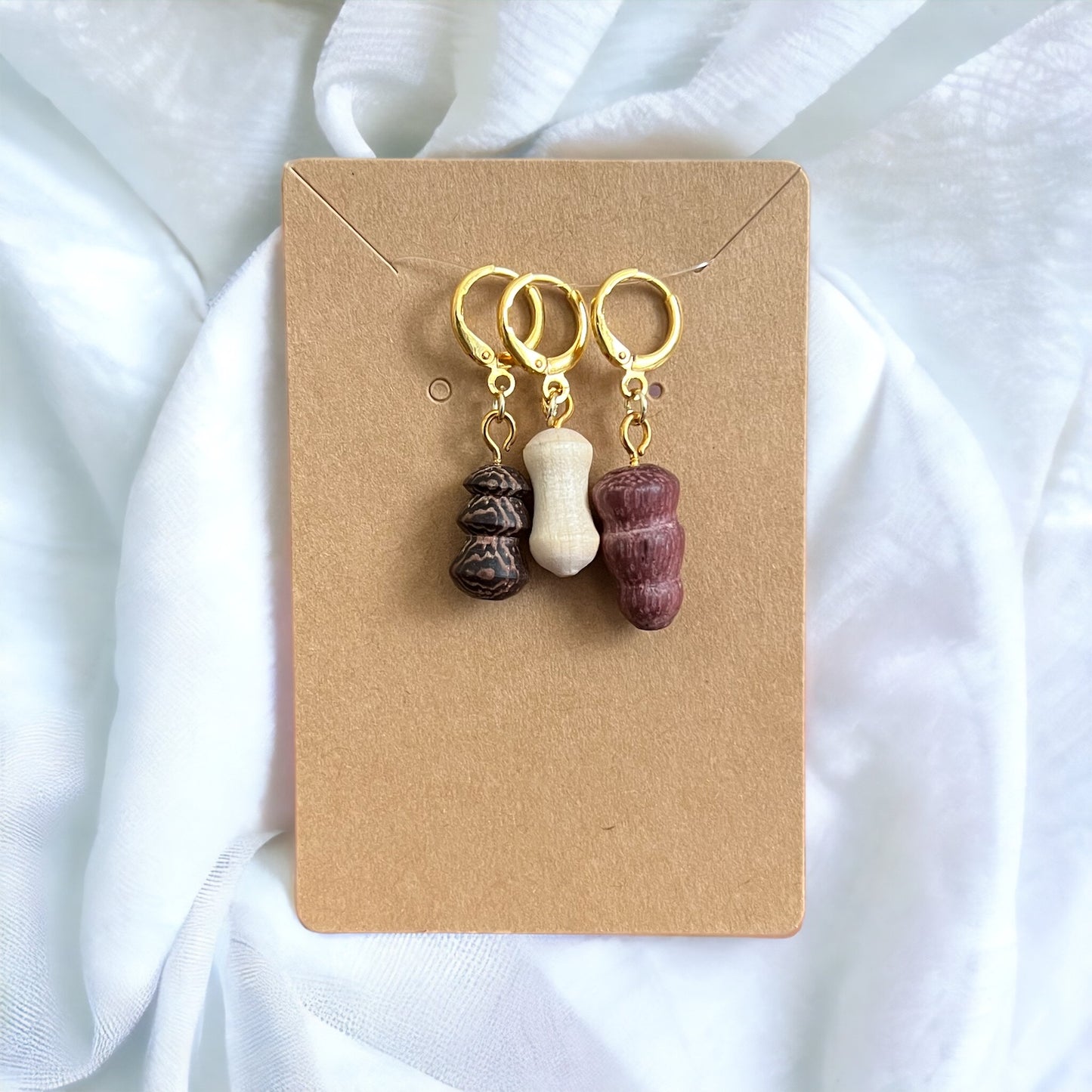 Set of 3 Wooden Hand-turned progress keepers/stitch markers