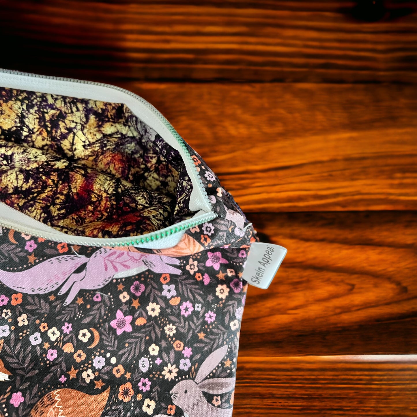 Small Zippered Project Bag- Woodland Critters - SkeinAppeal