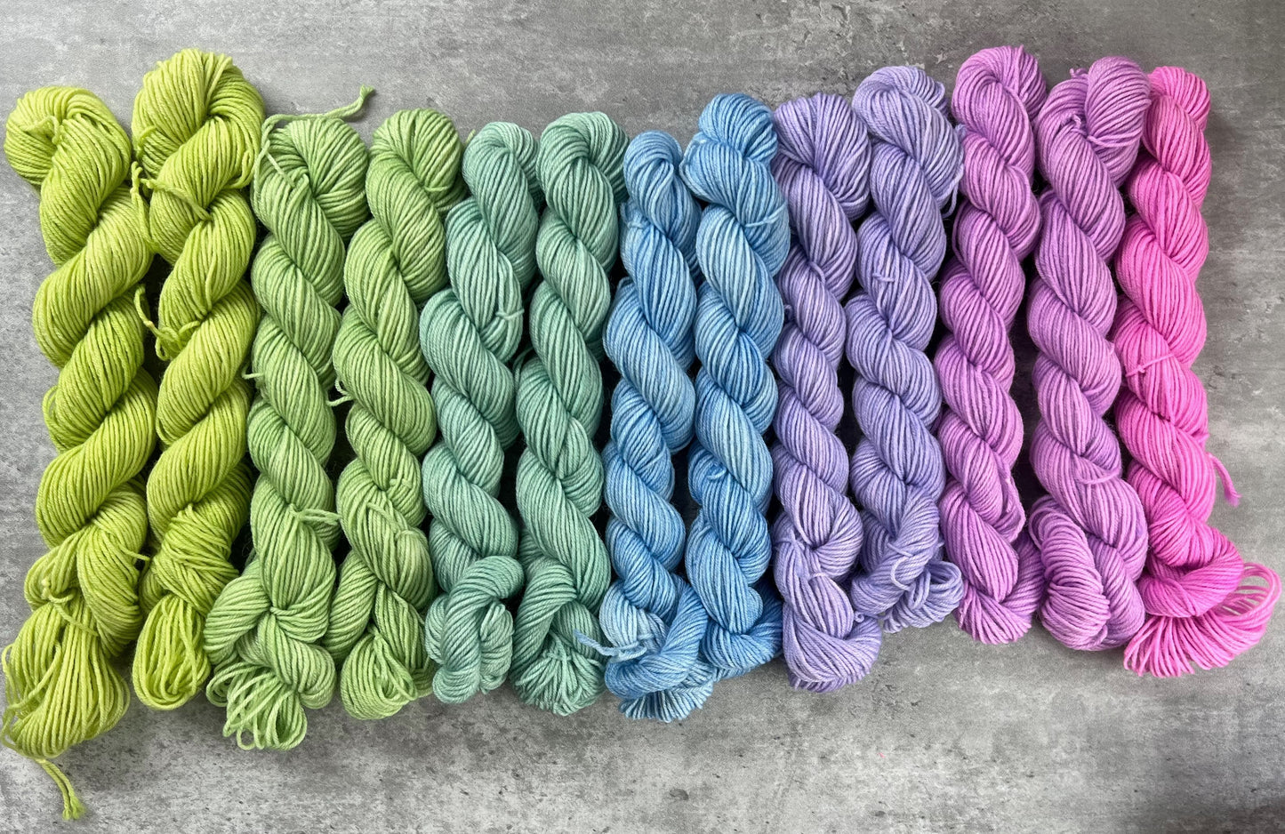 Taste The Rainbow Mini Skein Half Set, Green/Blue/Purple - SkeinAppeal