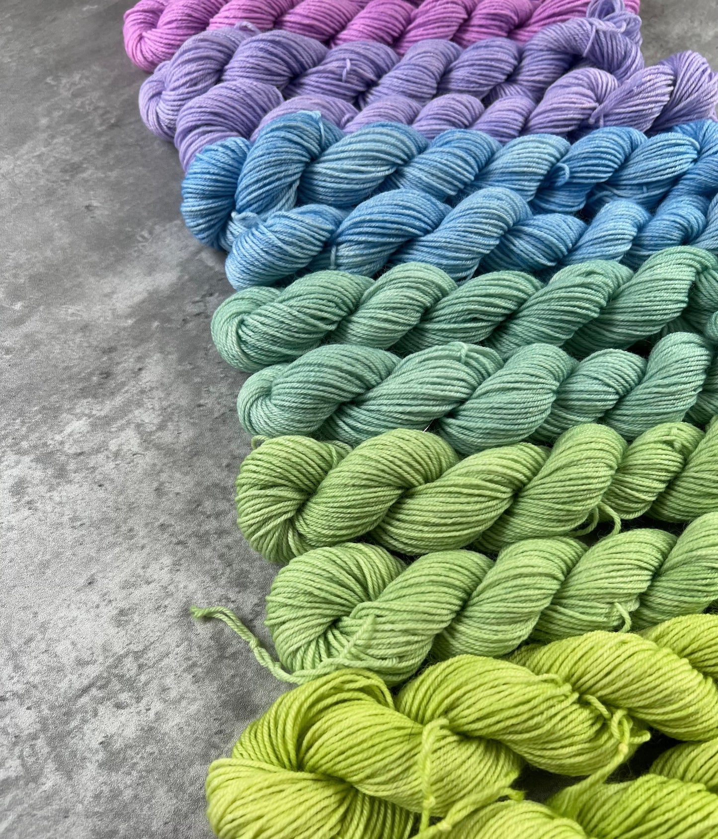 Taste The Rainbow Mini Skein Half Set, Green/Blue/Purple - SkeinAppeal