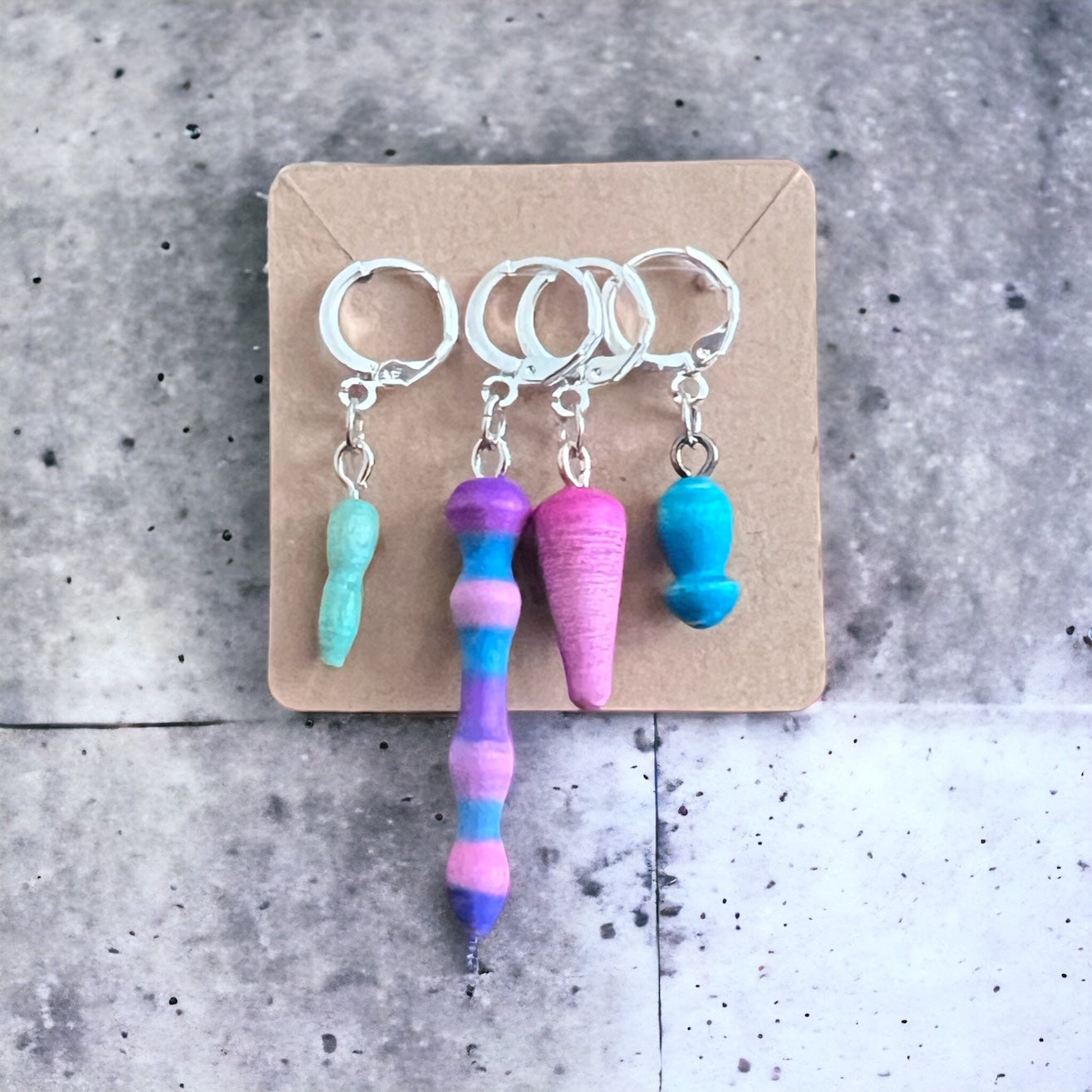 Set of 4 Wooden Hand-turned progress keepers/stitch markers