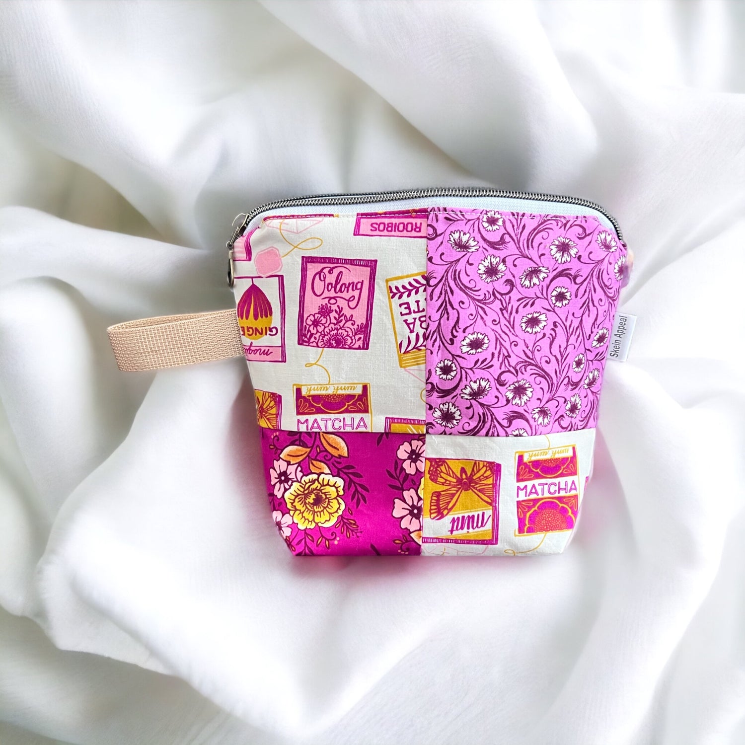 Sock Sized Patchwork Project Bag-Tea & Florals - SkeinAppeal