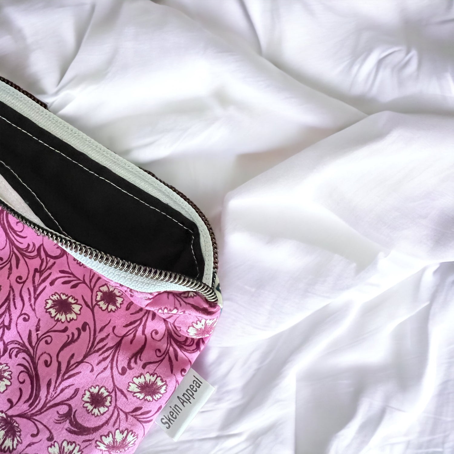 Sock Sized Patchwork Project Bag-Tea & Florals - SkeinAppeal