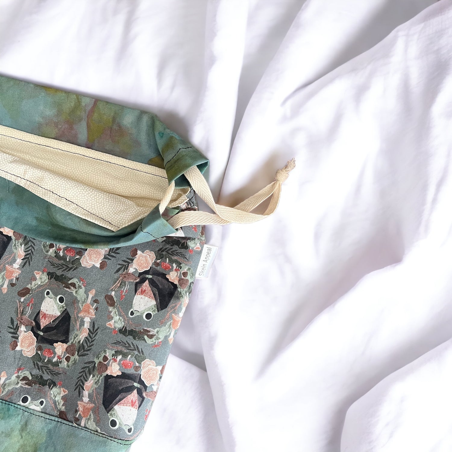 Medium Sized Distinguished Frogs Draw String Project Bag - SkeinAppeal
