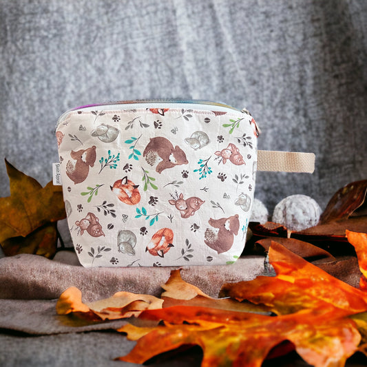 Small Zippered Project Bag- Sleepy Baby Animals - SkeinAppeal