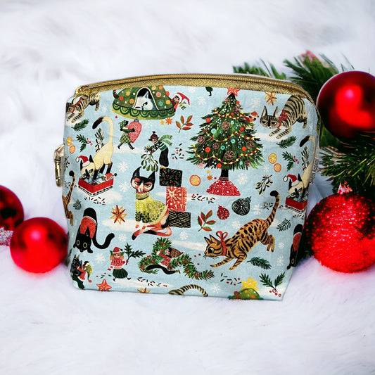 Small/Sock Sized Zippered Project Bag- Naughty Cats - SkeinAppeal