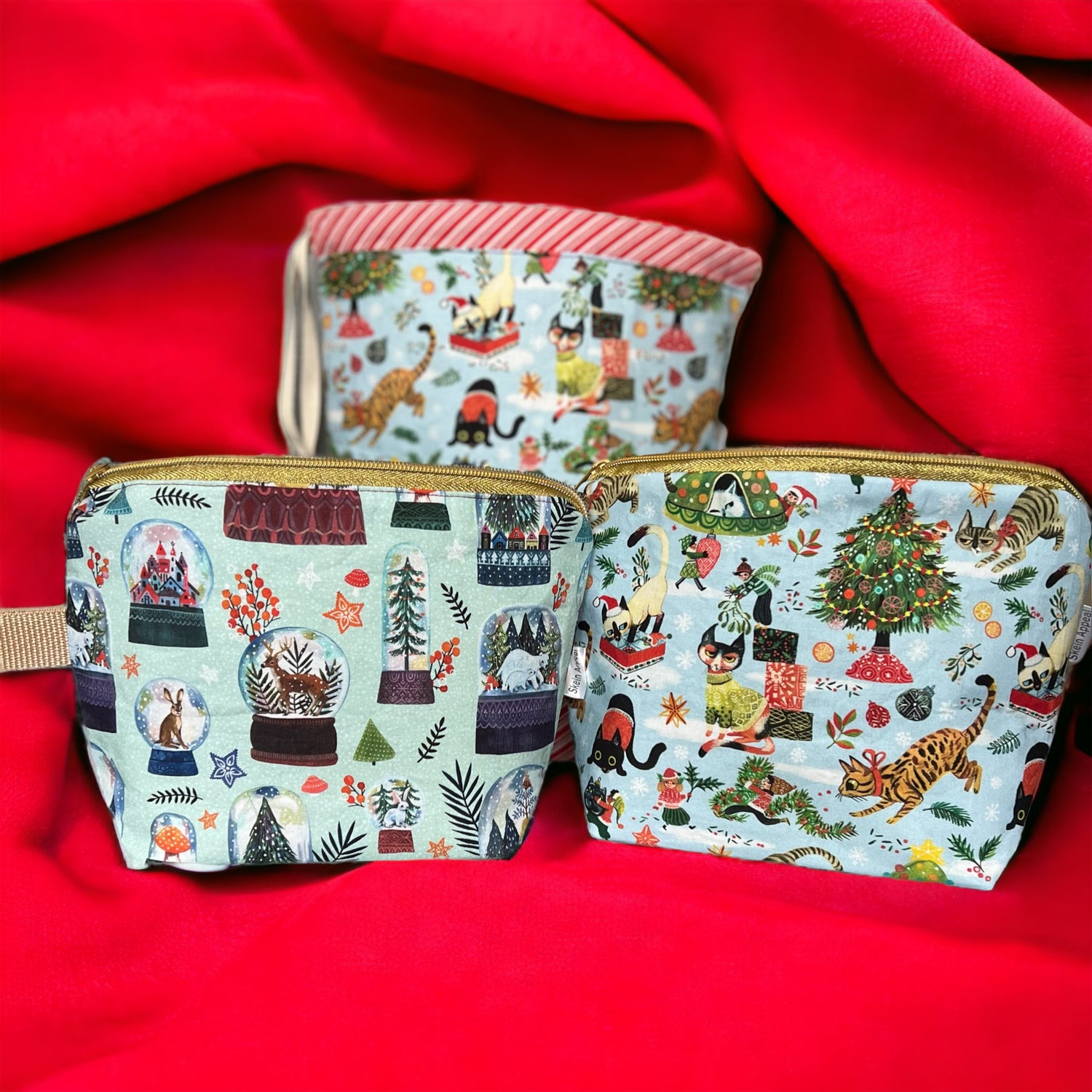 Large Drawstring Project Bag-Naughty Cats - SkeinAppeal