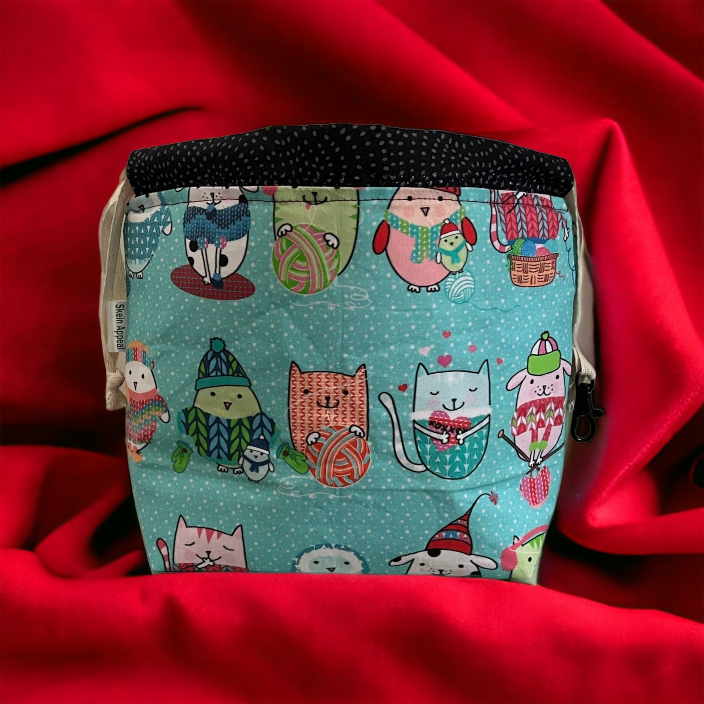 Small Drawstring Project Bag- Knitty Critters - SkeinAppeal