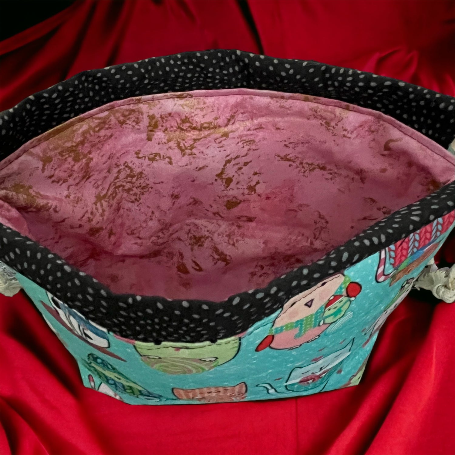 Small Drawstring Project Bag- Knitty Critters - SkeinAppeal