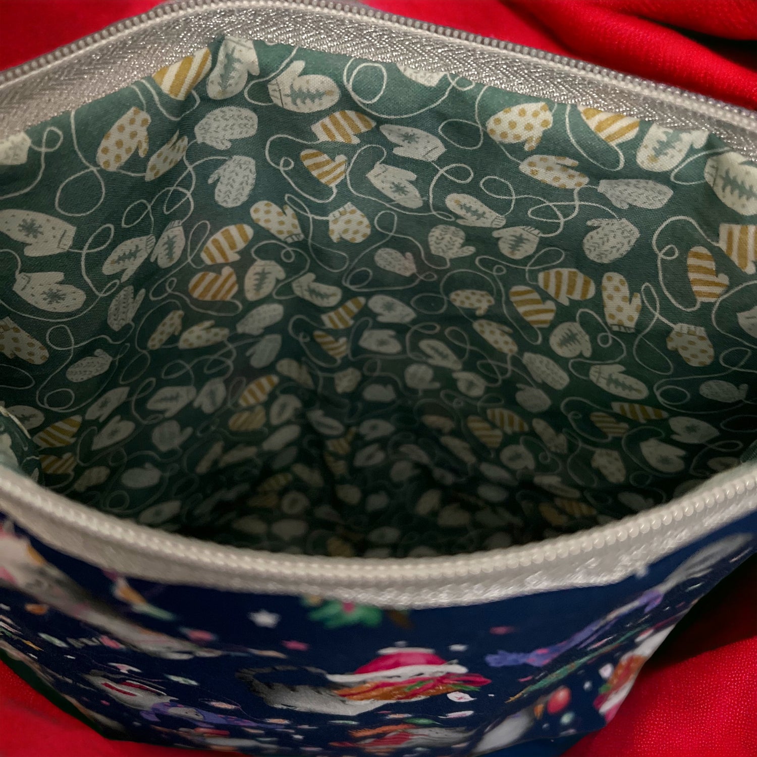 Large Zippered Project Bag- Holidays Cats - SkeinAppeal