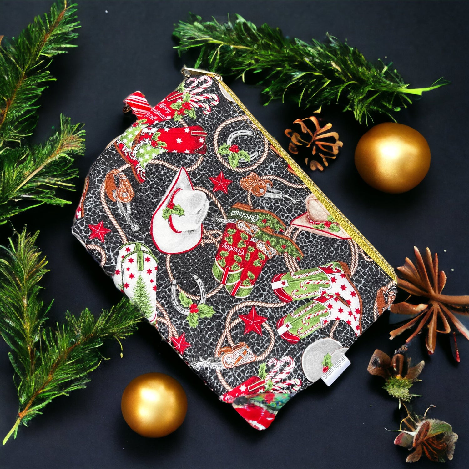 Country Christmas Small Zippered Project Bag - SkeinAppeal