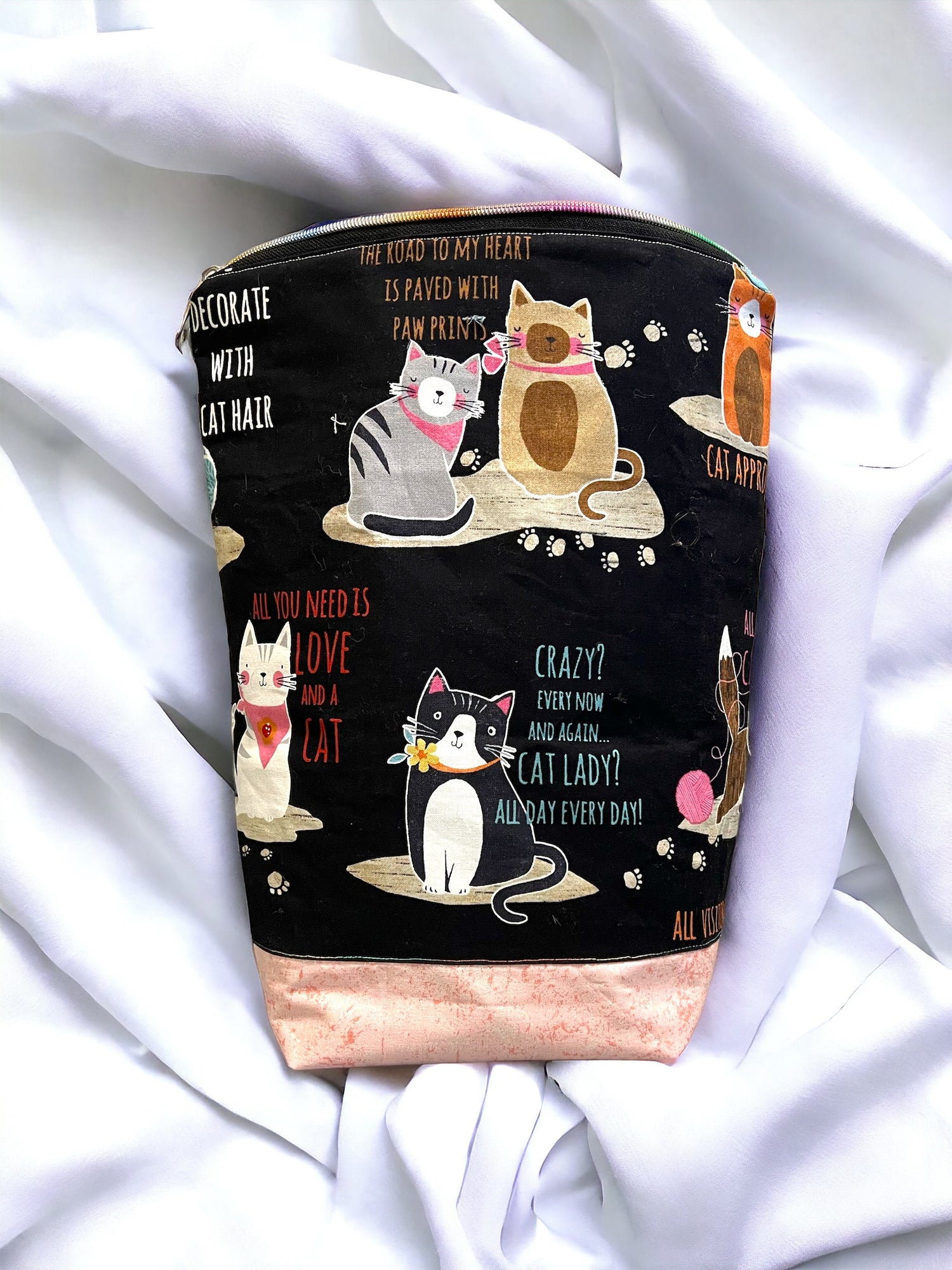 X-Large Cat Love Project Bag - SkeinAppeal