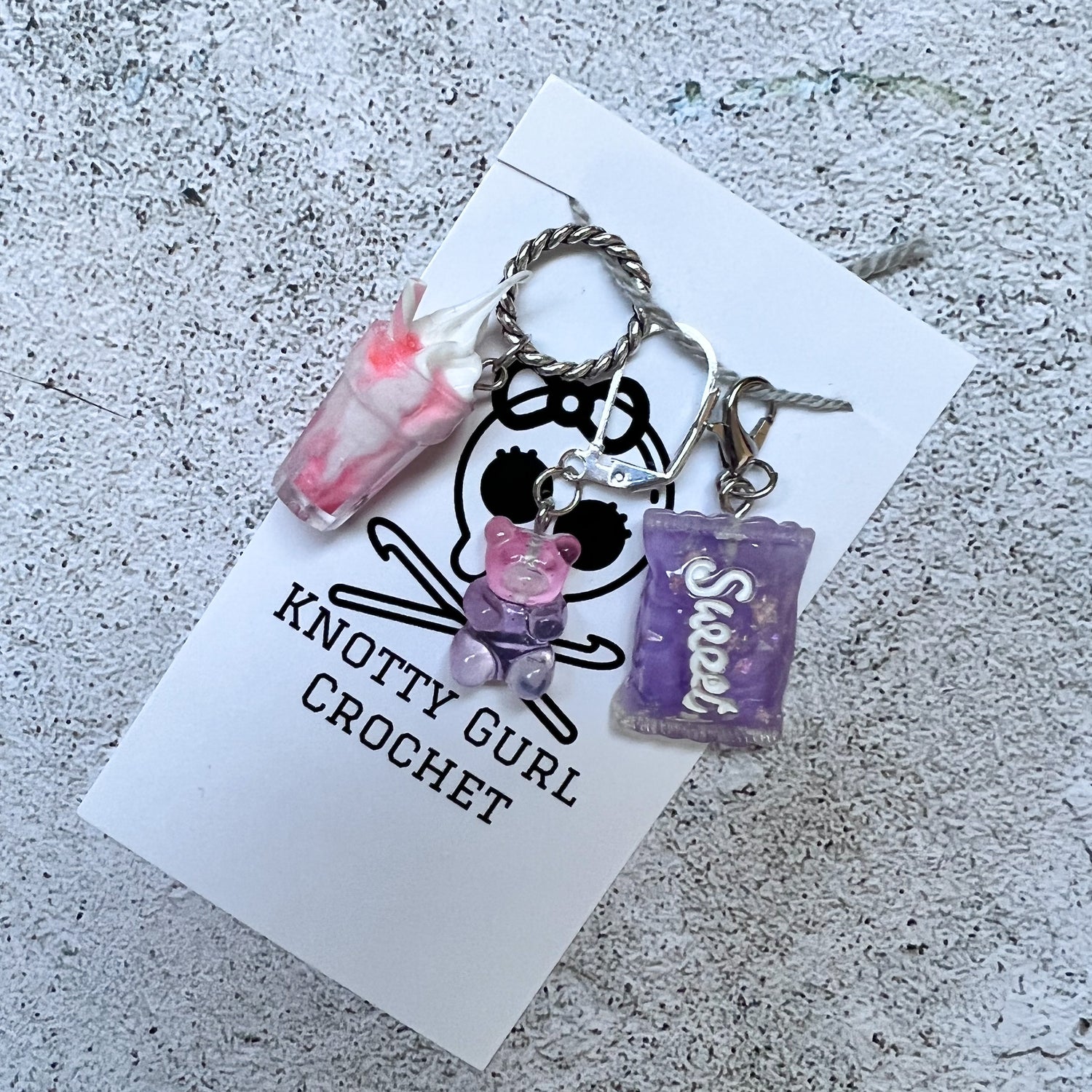Set of 3 Candy themed Progress Keepers/Stitch Markers - SkeinAppeal