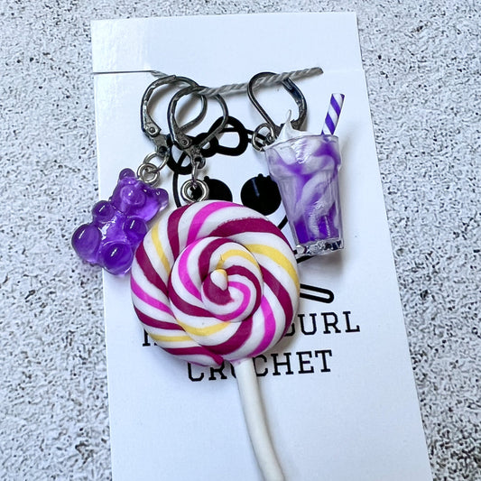 Set of 3 Candy themed Progress Keepers/Stitch Markers