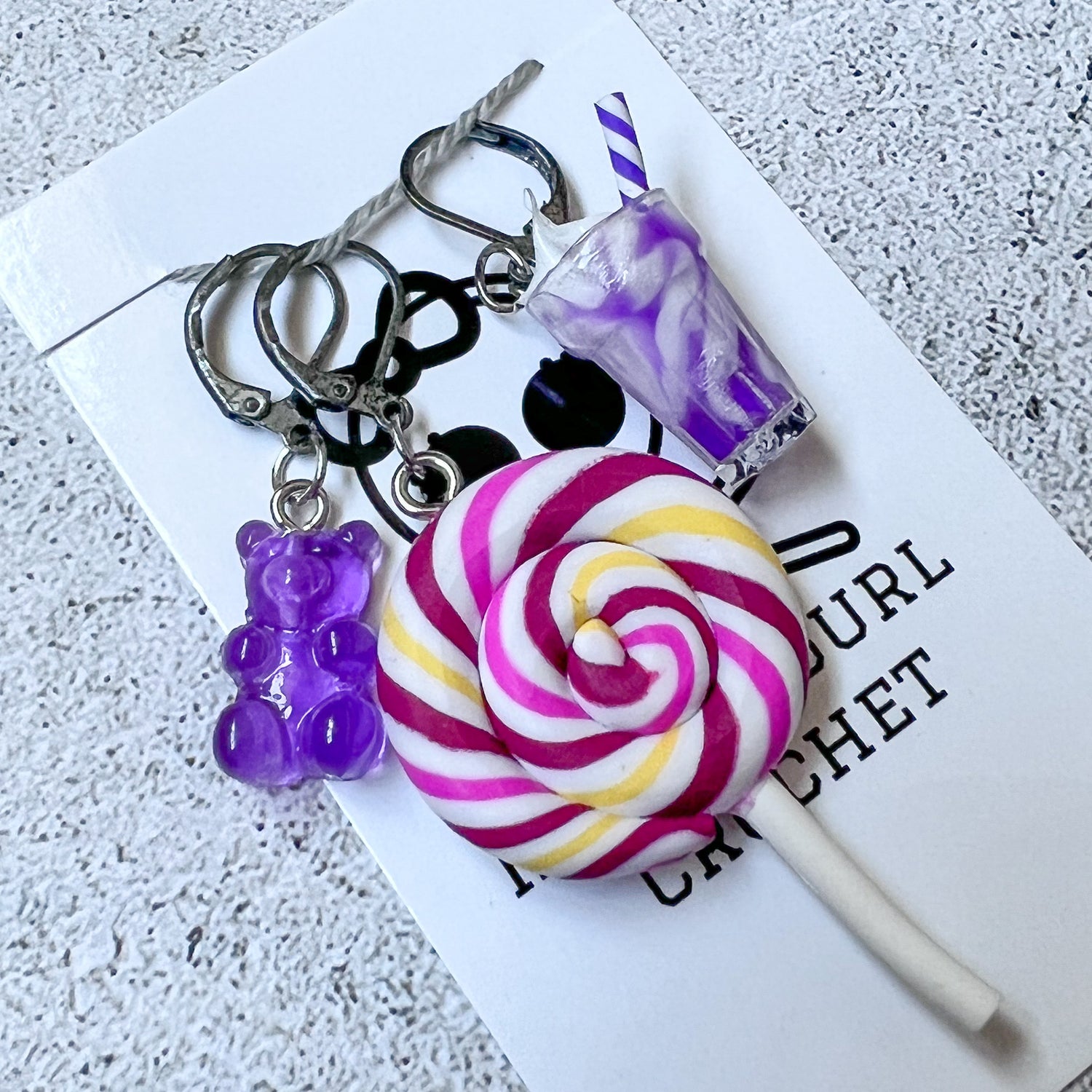 Set of 3 Candy themed Progress Keepers/Stitch Markers - SkeinAppeal