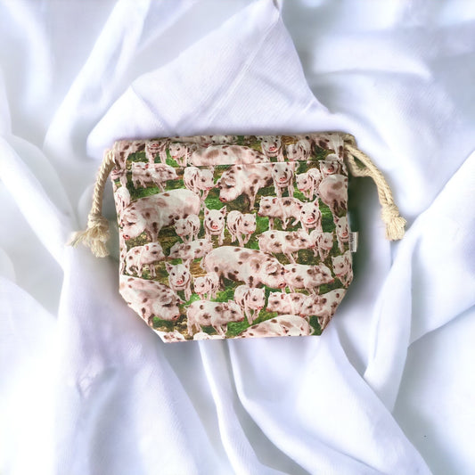 Small Piggy Drawstring Project Bag