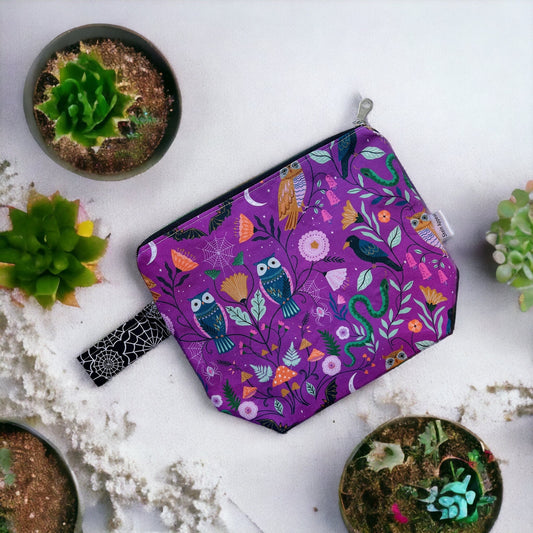 Sock Sized project bag-purple halloween floral - SkeinAppeal