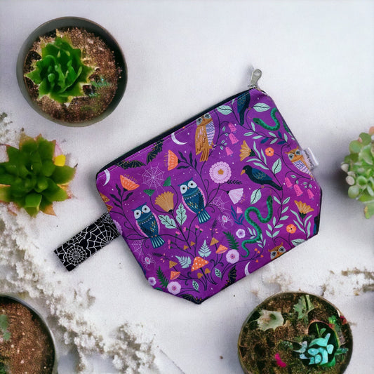 Sock Sized project bag-purple halloween floral